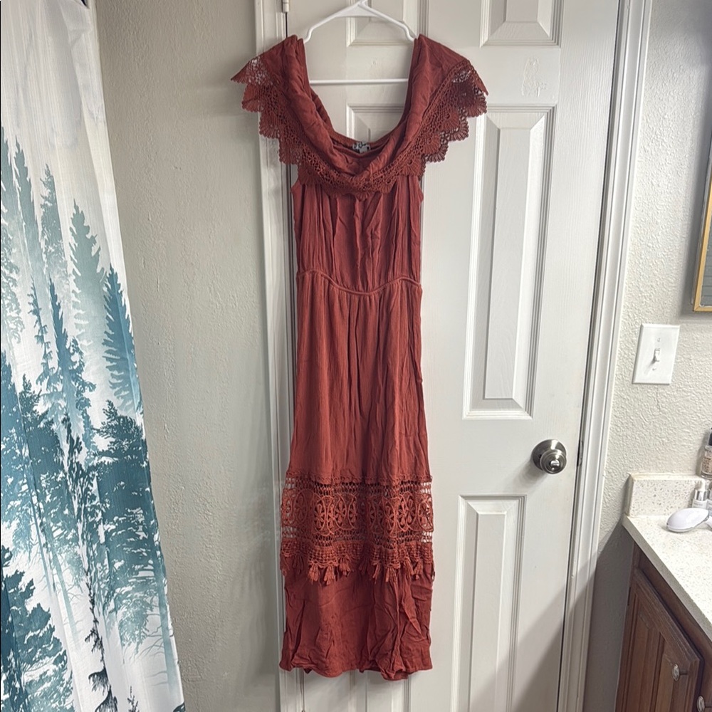 Multicolored Maxi Dress with Cowl Neck and Flutter Cap Sleeves